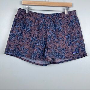 Patagonia Women's 100% Nylon Barely Baggie Drawstring Floral Shorts Size L